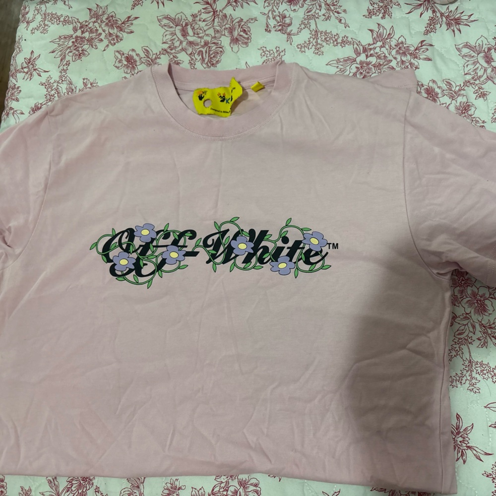 Off-White Light Pink Floral Tee